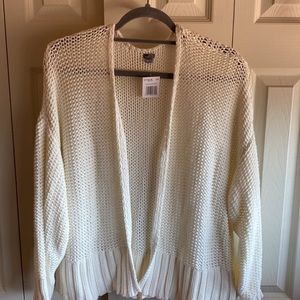 Aerie NWT Long Sleeve Off White Chunky Knit Cotton Cardigan Sweater Size-Large